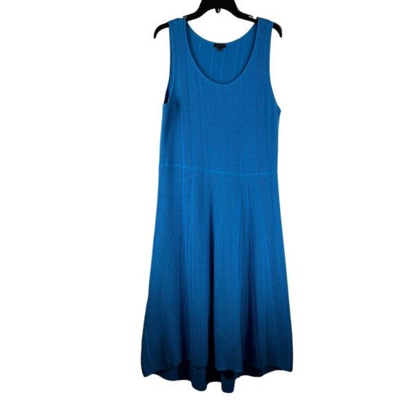 Talbots Midi (42") Dress Sleeveless Scoop Neck Pullover Textured Blue Size Large - Picture 1 of 11